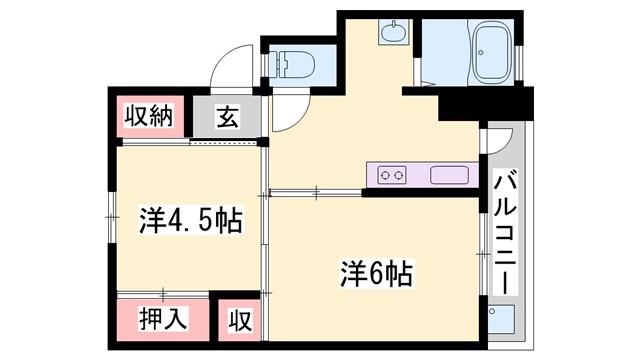 ビレッジハウス北条第二(2K/5階)の間取り写真