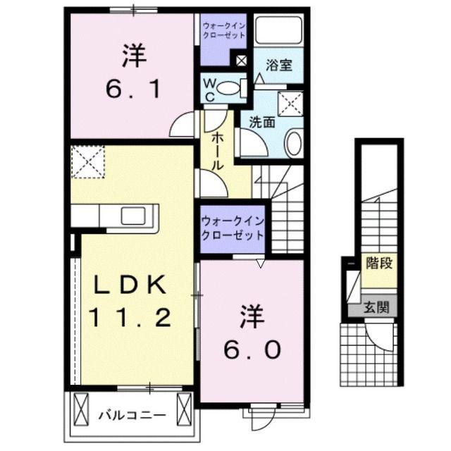 プリンセチアIII(2LDK/2階)の間取り写真