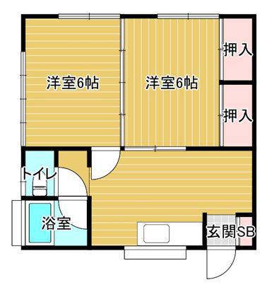コーポKYT-V(2DK/2階)の間取り写真