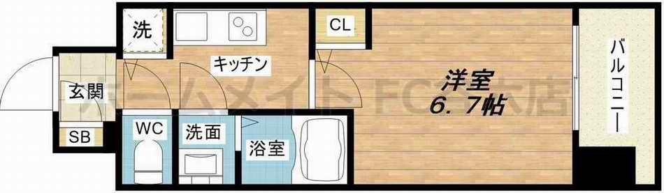 LA DOUCEUR北巽(1K/10階)の間取り写真