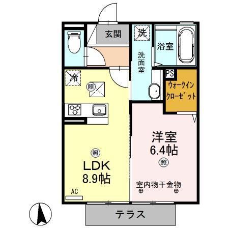サンモール F(1LDK/1階)の間取り写真
