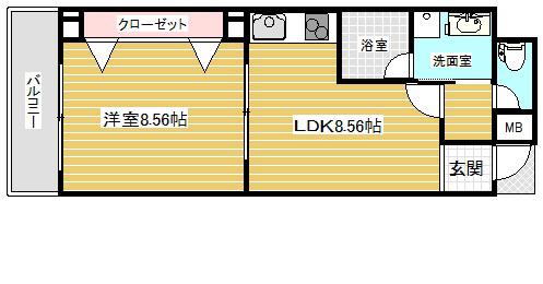 プラネットフィールド神戸(1LDK/4階)の間取り写真
