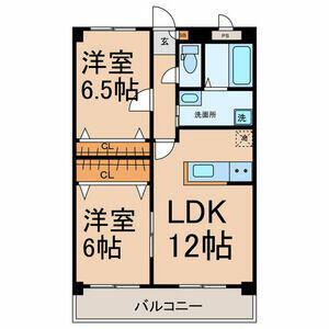 グランドール南陽(2LDK/3階)の間取り写真