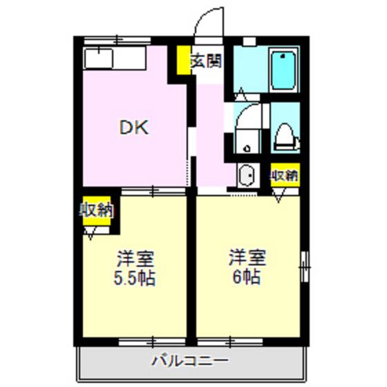 西島ハイツ(2DK/1階)の間取り写真