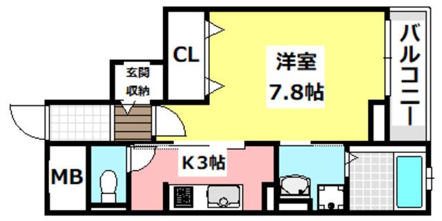 グランシャリオ(1K/3階)の間取り写真