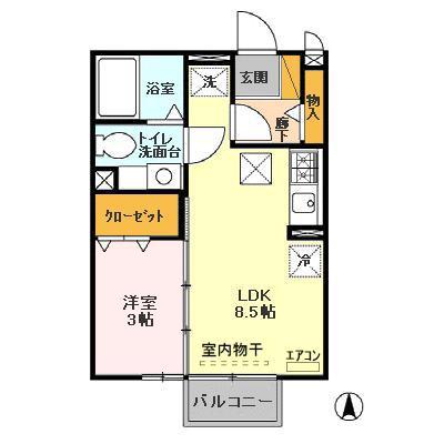 エスペランサA(1LDK/1階)の間取り写真