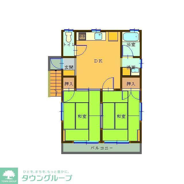 KKハイツ B(2DK/2階)の間取り写真