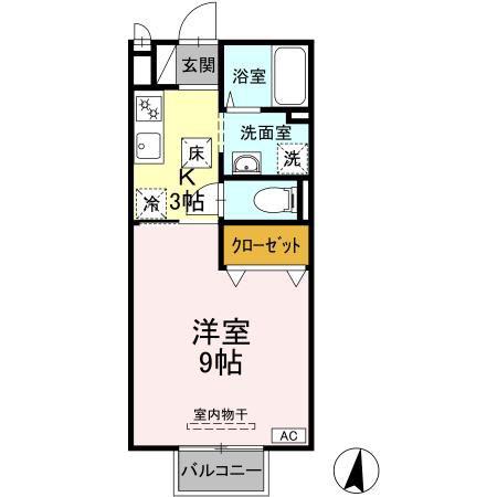 シャルム絆(1K/1階)の間取り写真