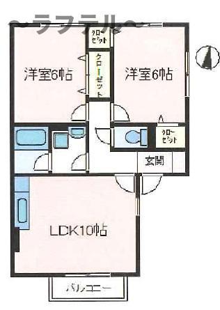 リーベンスB棟(2LDK/1階)の間取り写真