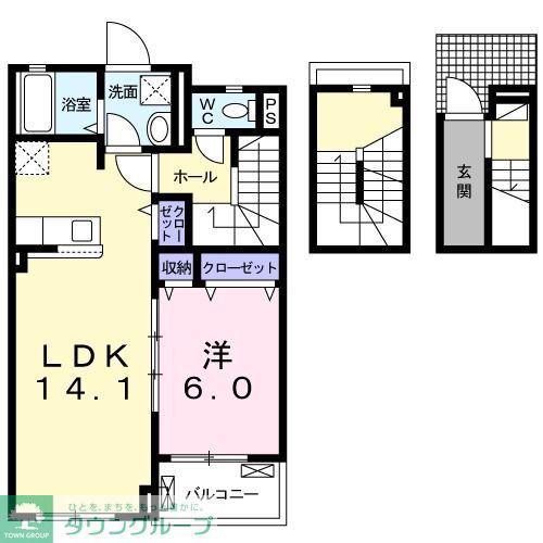 ラコリーヌ(1LDK/3階)の間取り写真