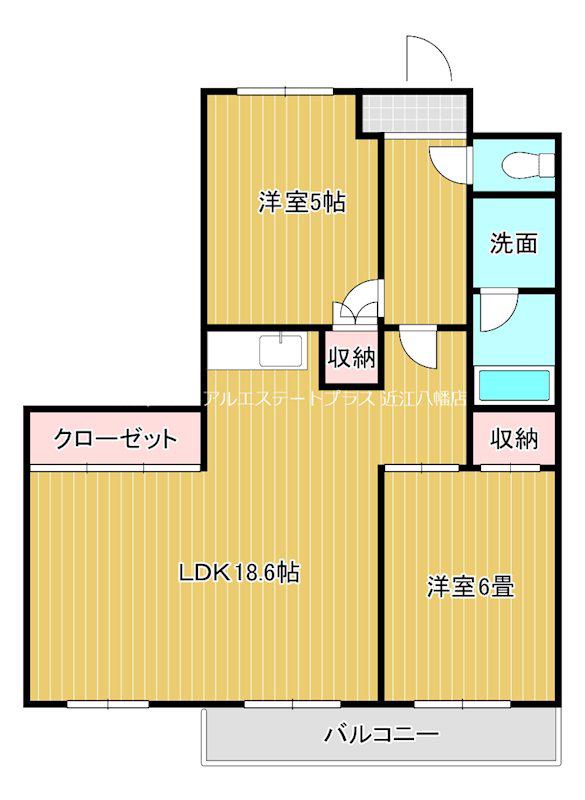 フラワー2番館(2LDK/4階)の間取り写真