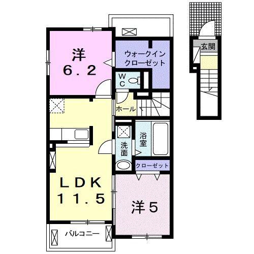 カーフ ヒルズ I(2LDK/2階)の間取り写真