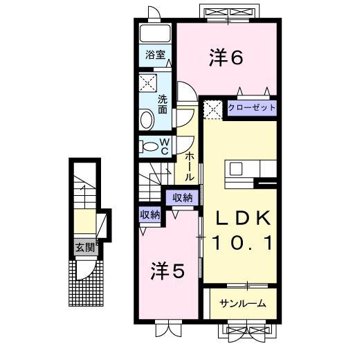 コンセール(2LDK/2階)の間取り写真