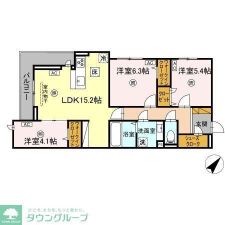 オーシャングレース(3LDK/1階)の間取り写真