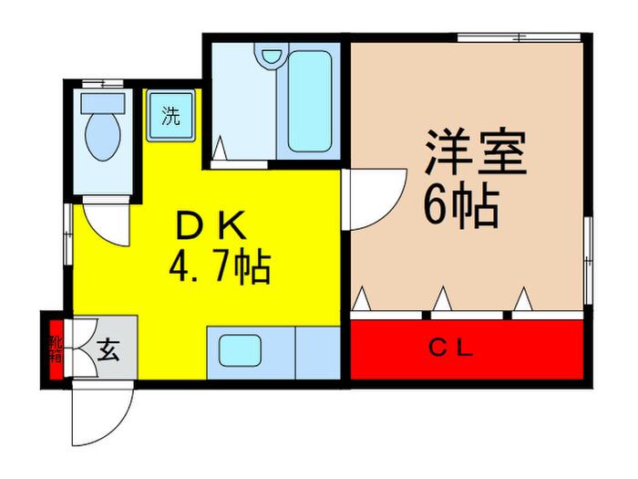 たつみ荘(1DK/2階)の間取り写真