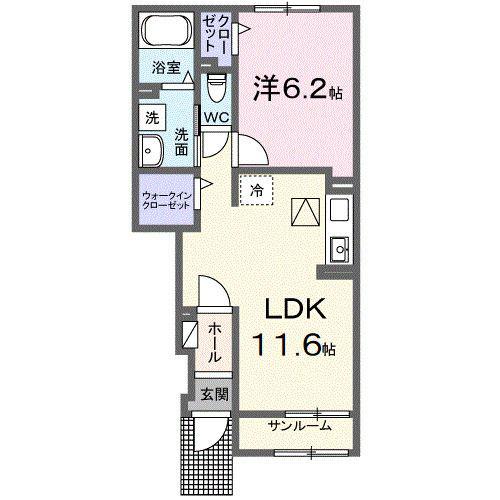 グランジェルメ(1LDK/1階)の間取り写真
