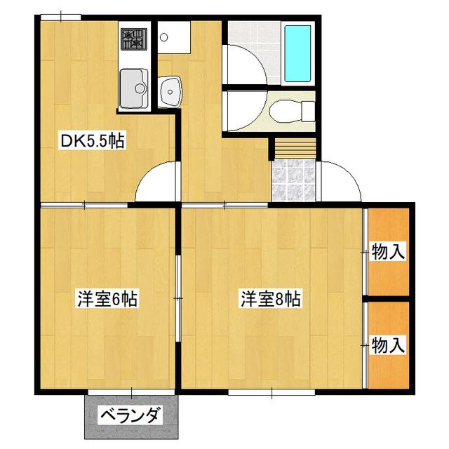 シャトレ山口(2DK/1階)の間取り写真
