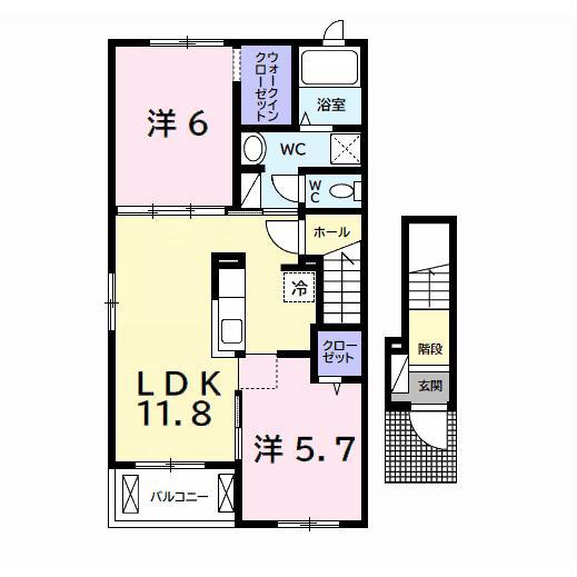スカイ ブリーズ(2LDK/2階)の間取り写真