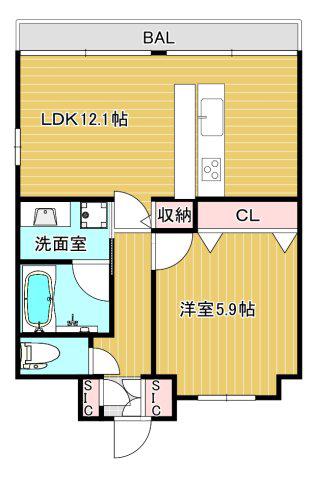 ふぁみーゆ千林(1LDK/11階)の間取り写真