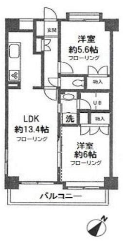 サンパティーク(2LDK/3階)の間取り写真