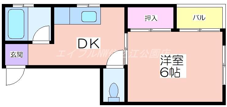 ライフイン住之江C棟(1DK/4階)の間取り写真