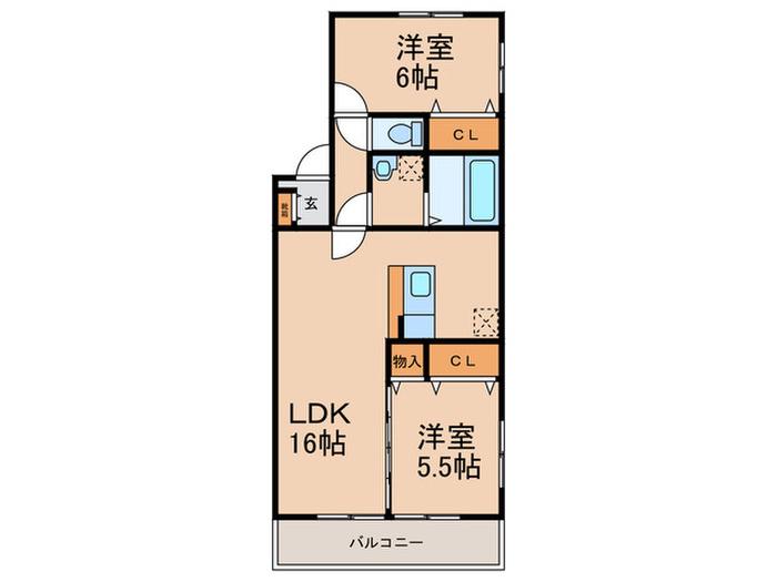 ファンタスティコ(2LDK/1階)の間取り写真