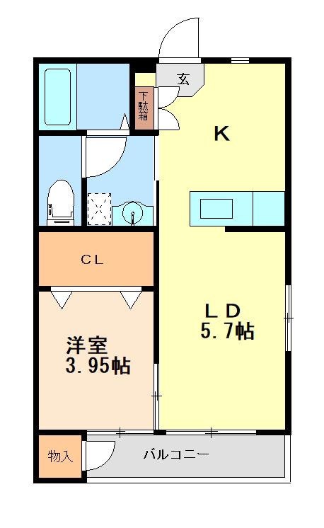 サバトハイムアイリス(2K/1階)の間取り写真