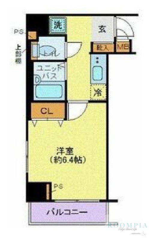 メインステージ西新宿(1K/4階)の間取り写真