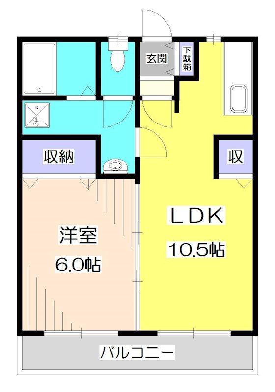 ロイヤルマンション(1LDK/3階)の間取り写真