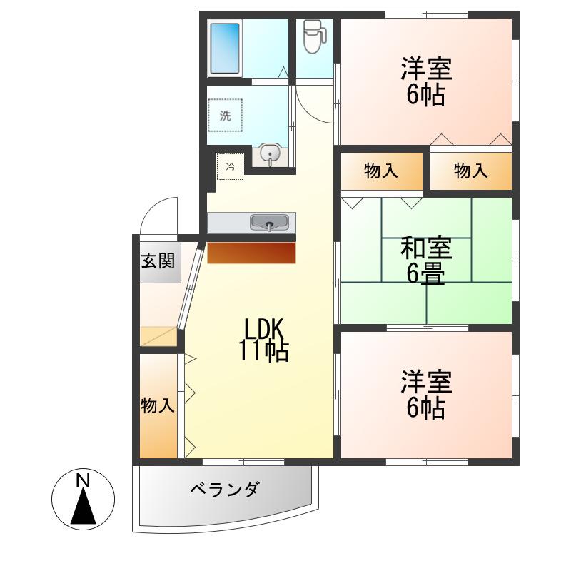 シリシャス久保田(3LDK/1階)の間取り写真