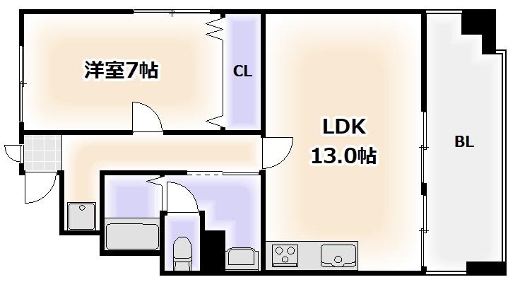 ヴィラ山阪太平(1LDK/4階)の間取り写真