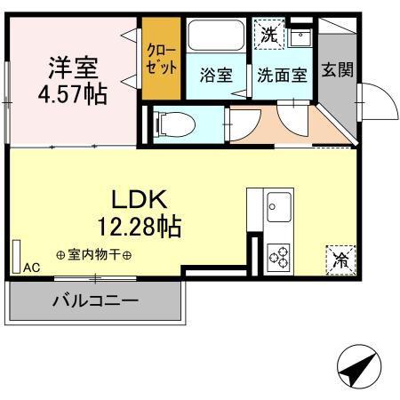 リュミエール ミナミ(1LDK/3階)の間取り写真