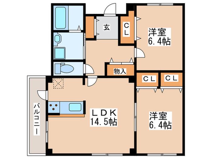 ホーリーグラン(2LDK/2階)の間取り写真