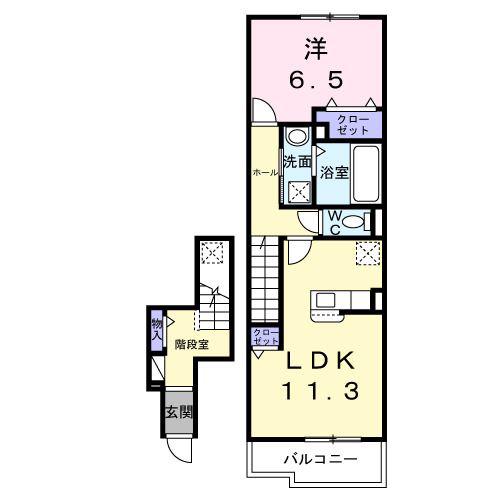 ミーアシャム(1LDK/2階)の間取り写真