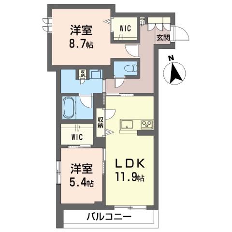 東武東上線 みずほ台駅 徒歩15分 3階建 築2年(2LDK/3階)の間取り写真