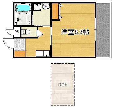 WIND MILL本町(1K/2階)の間取り写真