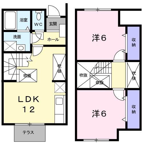 ツイン・シャトー(2LDK/1階)の間取り写真