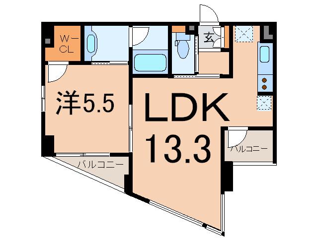 ベルジューレ高輪(1LDK/2階)の間取り写真