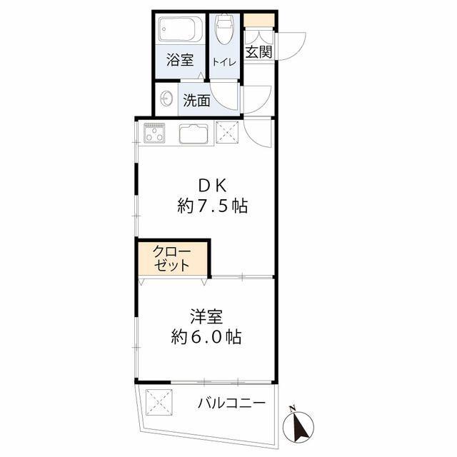 サードリーハイツ本館(1DK/8階)の間取り写真