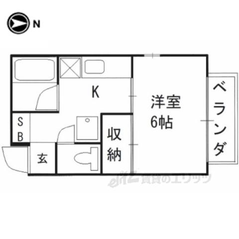 松見荘(1K/2階)の間取り写真