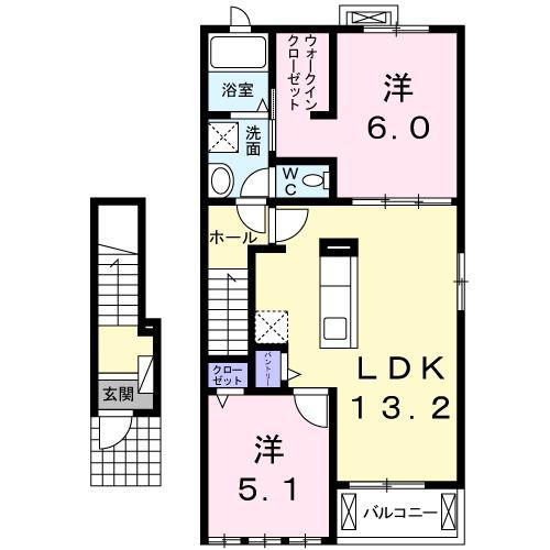 パークヒルズむらさきのF(2LDK/2階)の間取り写真