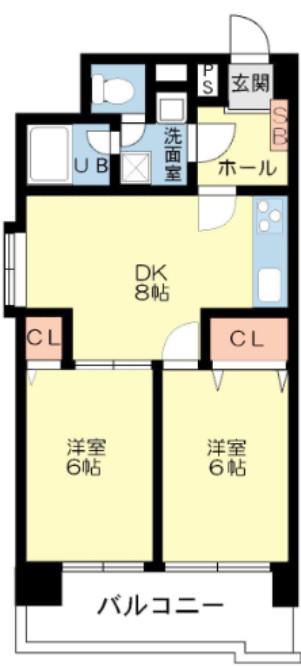 富士プラザII中央(2DK/8階)の間取り写真