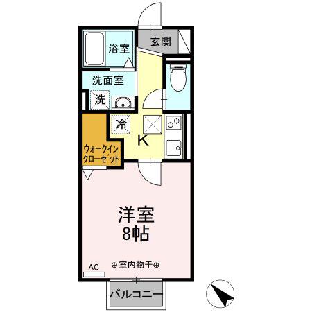 パプリカII(1K/1階)の間取り写真