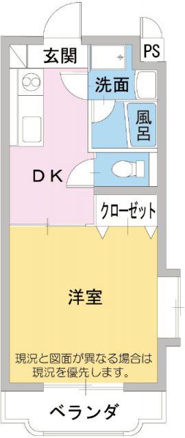 ミルサート(1DK/1階)の間取り写真