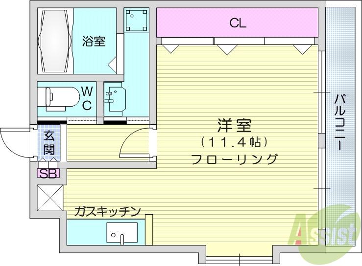 シャルマン(ワンルーム/1階)の間取り写真