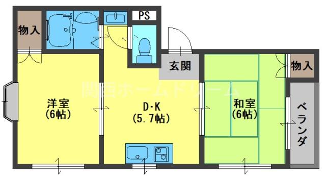 メゾンティグレ(2DK/2階)の間取り写真