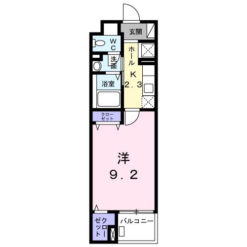SUN16浜町(1K/5階)の間取り写真