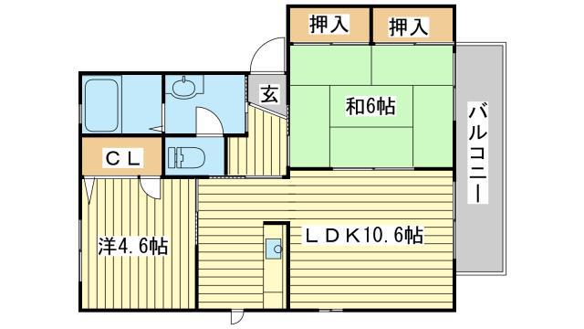 シャーメゾンさくら坂(2LDK/1階)の間取り写真