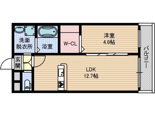 トレンヴィラ北摂(1LDK/2階)の間取り写真