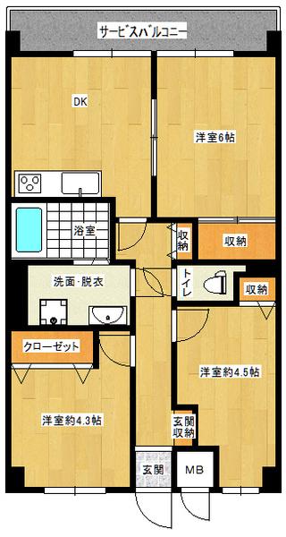 アーバンライフ中山(2LDK/1階)の間取り写真